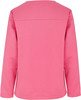 Ein rosafarbener Pullover mit langen Ärmeln und vertikalen Nähten auf der Rückseite.