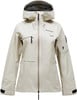 Eine beige Kapuzenjacke mit Peak Performance Logo, geeignet zum Skifahren.