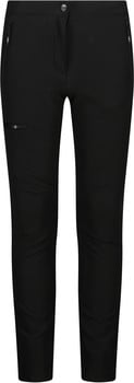 Schwarze Outdoor-Hose mit mehreren Reißverschlusstaschen und geformten Knien.