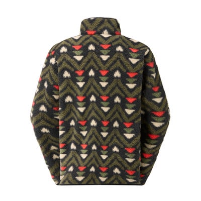 Grüne Fleecejacke mit Zickzackmuster und Dreiecken. Grüne Fleecejacke mit Zickzackmuster und Dreiecken.