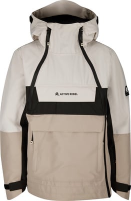 Beige Jacke mit schwarzen Elementen und Kapuze, mit Active Rebel Logo. Beige Jacke mit schwarzen Elementen und Kapuze, mit Active Rebel Logo.