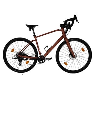 Ein braunes Gravelbike mit schwarzen Rädern und Lenker auf weißem Grund. Ein braunes Gravelbike mit schwarzen Rädern und Lenker auf weißem Grund.