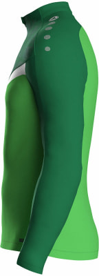 Grünes Langarmshirt mit weißem Streifen auf der Brust. Grünes Langarmshirt mit weißem Streifen auf der Brust.
