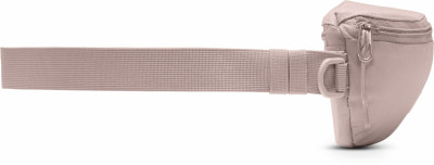 Eine rosa Bauchtasche mit verstellbarem Gurt und Reißverschluss. Eine rosa Bauchtasche mit verstellbarem Gurt und Reißverschluss.