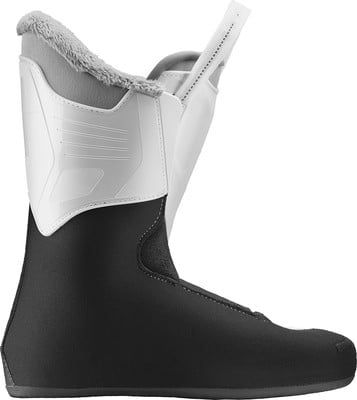 Innenschuh eines Skischuhs mit schwarzem Stoff und weißem Plastikteil. Innenschuh eines Skischuhs mit schwarzem Stoff und weißem Plastikteil.