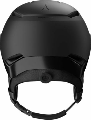 Schwarzer Atomic Skihelm mit Verstellsystem und Logo. Schwarzer Atomic Skihelm mit Verstellsystem und Logo.