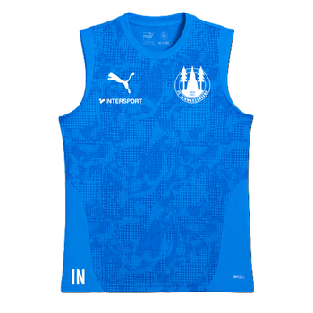 Blaues ärmelloses Puma-Shirt mit Vereinslogo und Aufschrift IN.