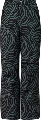 Damenhose mit grün-schwarzem Zebramuster, gerader Schnitt. Damenhose mit grün-schwarzem Zebramuster, gerader Schnitt.