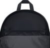 Schwarzer Rucksack mit Innentasche und oberer Schlaufe.