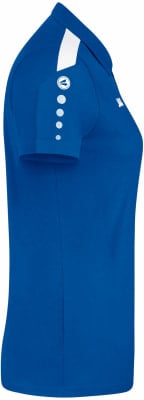 Blaues Kurzarmshirt mit weißem Streifen an der Schulter.
