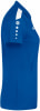 Blaues Kurzarmshirt mit weißem Streifen an der Schulter.