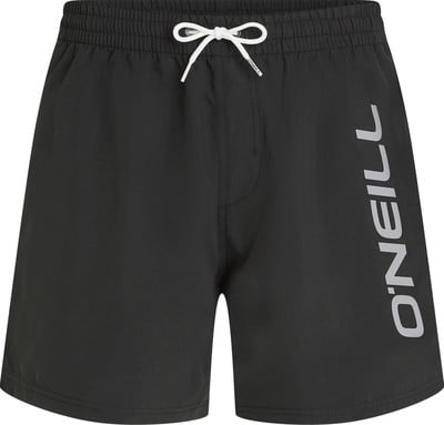 Schwarze Badeshorts mit weißer Kordel und O'Neill-Logo an der Seite.