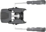 Skibindung mit Federmechanismus und Metallelementen.