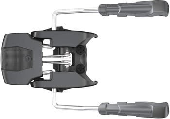 Skibindung mit Federmechanismus und Metallelementen.