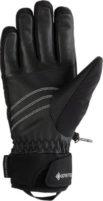 Černá kožená rukavice s bílým prošíváním a logem Gore-Tex.