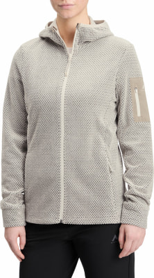 Damen-Fleecejacke mit durchgehendem Reißverschluss, Kapuze und Fischgrätenmuster. Damen-Fleecejacke mit durchgehendem Reißverschluss, Kapuze und Fischgrätenmuster.