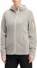 Damen-Fleecejacke mit durchgehendem Reißverschluss, Kapuze und Fischgrätenmuster.