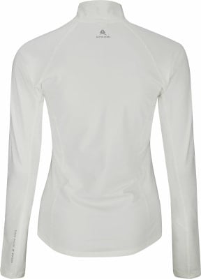 Rückansicht einer weißen Damen-Sportjacke mit Active Rebel-Logo.