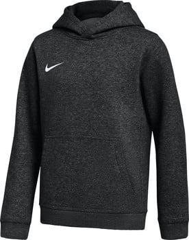 Tmavosivá mikina Nike s kapucňou a logom na hrudi.