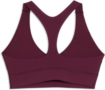 Damen-Weinrot-Sport-BH mit Racerback und Mesh-Einsätzen.
