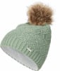 Grüne Strickmütze mit Bommel und Strass, mit Fleece gefüttert.