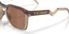 Braune Sonnenbrille mit Oakley-Logo am Bügel und braunen Gläsern.
