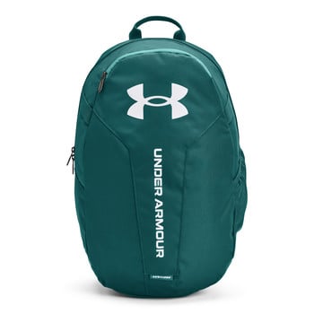 Zelený batoh Under Armour s logem a nápisem.
