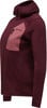 Damen-Weinrote Kapuzenjacke mit kontrastierendem Brustdetail.