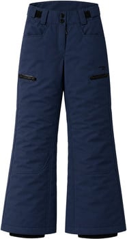 Dunkelblaue Skihose mit schwarzen Reißverschlüssen und Logo.