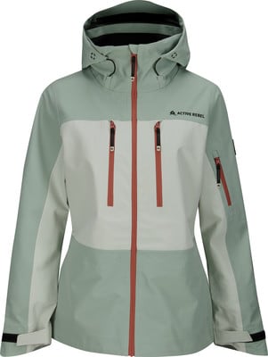 Damenjacke von Active Rebel mit Kapuze, Farbblöcken und orangefarbenen Reißverschlüssen. Damenjacke von Active Rebel mit Kapuze, Farbblöcken und orangefarbenen Reißverschlüssen.