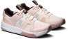 Rosa Sneaker mit weißer Sohle und braunen Details, Marke ON.