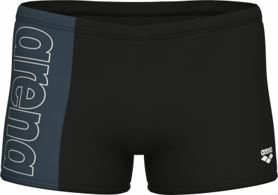 Schwarze Badehose mit Arena-Logo an der Seite und kleinem Logo am Oberschenkel. Schwarze Badehose mit Arena-Logo an der Seite und kleinem Logo am Oberschenkel.
