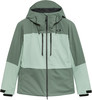 Grüne Herren-Skijacke von Oakley mit Farbblockierung und Logo.