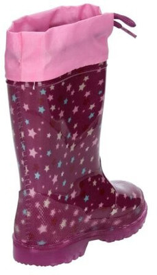 Mädchen-Gummistiefel mit rosa Rand und Sternen. Mädchen-Gummistiefel mit rosa Rand und Sternen.