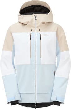 Eine Kapuzenjacke in Pastellfarben, ideal zum Skifahren und Snowboarden.