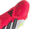 Ein pinker Adidas Fußballschuh mit schwarzen Streifen und gelben Details.