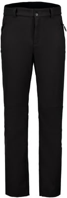 Schwarze Outdoorhose mit Reißverschlusstaschen und verstärkten Knien.