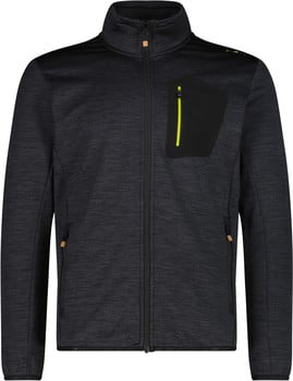 Herren dunkelgraue Fleecejacke mit Reißverschluss und kontrastierender Tasche.