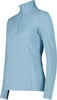 Damen-Shirt in Blau mit langen Ärmeln und Reißverschluss am Kragen.