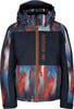 Skijacke mit buntem Muster und orangefarbenem Reißverschluss, Mc Kinley Logo.