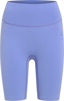 Lila Radlerhosen mit Odlo-Logo am rechten Bein.