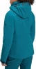 Damen-Ski-Jacke in Petrol mit Logo auf Kapuze und Ärmel.