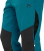 Blaue Wanderhose mit schwarzen Einsätzen und seitlichen Reißverschlüssen.