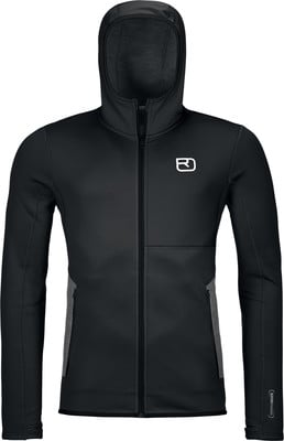 Schwarze Herren-Kapuzenjacke mit Logo auf der Brust. Schwarze Herren-Kapuzenjacke mit Logo auf der Brust.