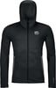 Schwarze Herren-Kapuzenjacke mit Logo auf der Brust.