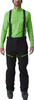 Skianzug mit leuchtend grüner Jacke und schwarzer Hose.