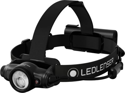 Schwarze LEDLENSER Stirnlampe mit verstellbarem Gurt und leistungsstarkem Licht. Schwarze LEDLENSER Stirnlampe mit verstellbarem Gurt und leistungsstarkem Licht.