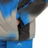 Jackendetail mit Tasche und Klett- und Reißverschluss.