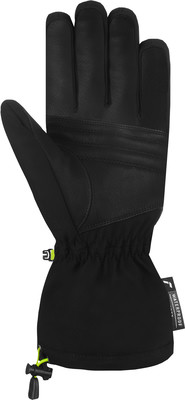 Schwarze Handschuhe mit verstellbarem Kordelzug und Logo. Schwarze Handschuhe mit verstellbarem Kordelzug und Logo.