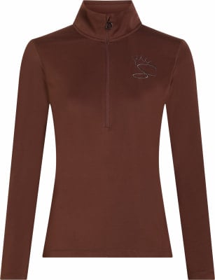 Braunes Damen-Langarmshirt mit Kronen-Logo. Braunes Damen-Langarmshirt mit Kronen-Logo.